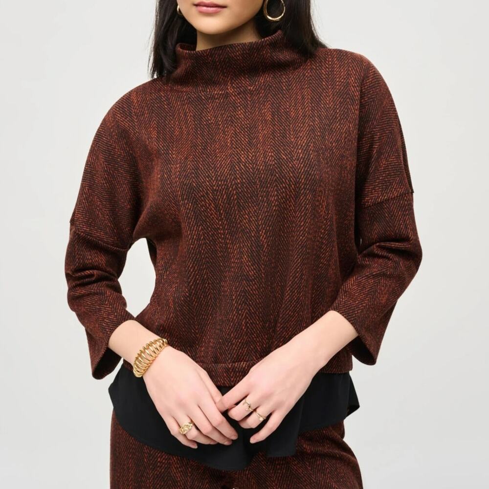Joseph Ribkoff Top Women’s Size 22 NWT Orange/Black Layered Sweater Boxy 243315